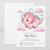 Modern Enchanted Dinosaur Baby shower Kaart (Voorkant / Achterkant)