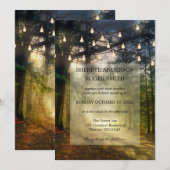 Modern Enchanted Forest String Lights Wedding Kaart (Voorkant / Achterkant)