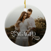 Modern Engaged Chic Couples Photo Gifts Keramisch Ornament (Achterkant)