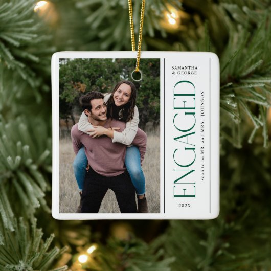 Modern Engaged Couples Photo Mr & Mrs Keramisch Ornament (Boom)