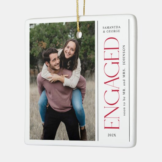Modern  Engaged Couples Photo Mr & Mrs Keramisch Ornament (Links)