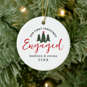Modern Engaged Onze Eerste Kerstmis Gepersonalisee Keramisch Ornament