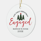 Modern Engaged Onze Eerste Kerstmis Gepersonalisee Keramisch Ornament (Links)