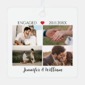 Modern Engagement keepsake Custom Photo Collage  Metalen Ornament (Voorkant)