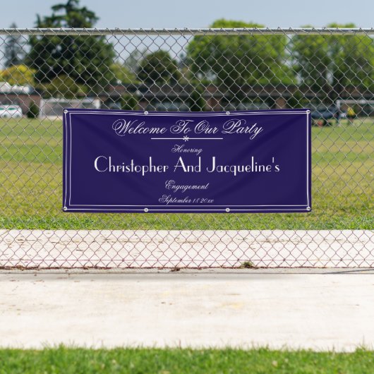 Modern Engagement Party Custom Names Chic Welkom Spandoek (Insitu)