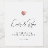 Modern Engagement Party Felicitaties Roos Gold Wijn Etiket (Enkel label)