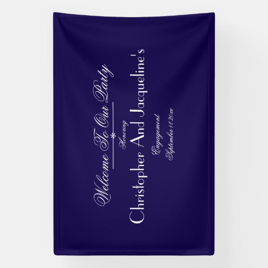 Modern Engagement Party Script Namen Chic Welkom Spandoek (Verticaal)