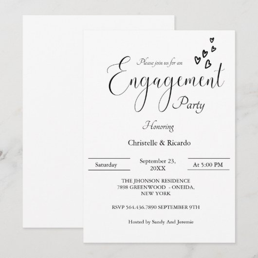 Modern Engagement Party (Uitnodiging voor een mode Kaart (Voorkant / Achterkant)