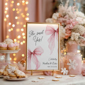 Modern Engagement She Said Yes Coquette Pink Bow Poster