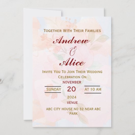 Modern Engels bruiloft uitnodiging (Voorkant)