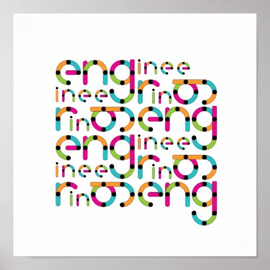 Modern Engineering Typografiepatroon Poster (Voorkant)