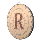 Modern enkelvoudig monogram beige bruin dartbord (Voorkant Rechts)