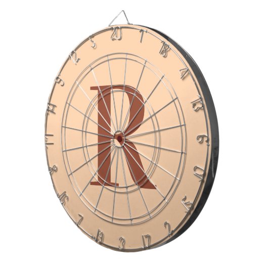 Modern enkelvoudig monogram beige bruin dartbord (Voorkant Rechts)