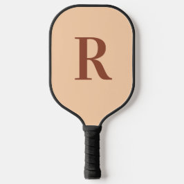 Modern enkelvoudig monogram beige bruin pickleball paddle
