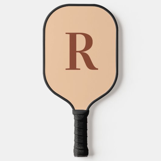 Modern enkelvoudig monogram beige bruin pickleball paddle (Voorkant)