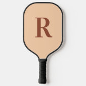 Modern enkelvoudig monogram beige bruin pickleball paddle (Achterkant)