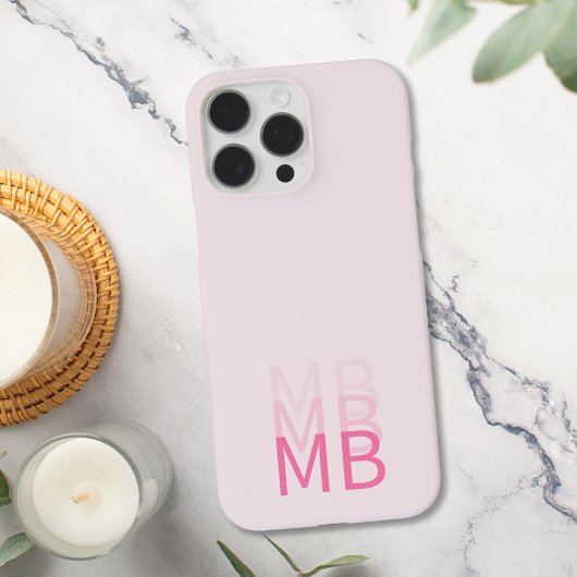 Modern enkelvoudig roze Initiaal monogram Case-Mate iPhone Case