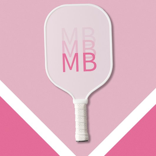 Modern enkelvoudig roze Initiaal monogram Pickleball Paddle