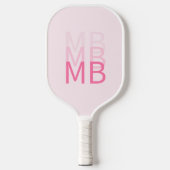 Modern enkelvoudig roze Initiaal monogram Pickleball Paddle (Voorkant)