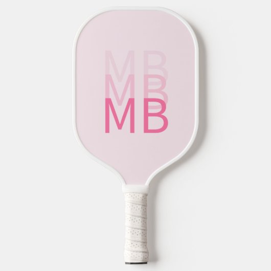 Modern enkelvoudig roze Initiaal monogram Pickleball Paddle (Voorkant)