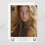 Modern Equestrian Hoefijzer Foto Afstuderen Aankondiging (Voorkant / Achterkant)