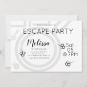 Modern Escape Room Birthday Party Grey Invitation Kaart (Voorkant)