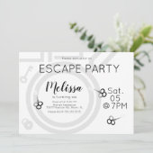 Modern Escape Room Birthday Party Grey Invitation Kaart (Staand voorkant)