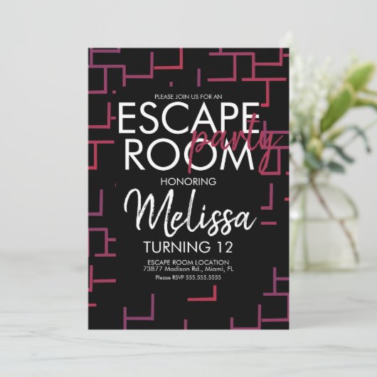 Modern Escape Room Party Invitation Kaart (Staand voorkant)