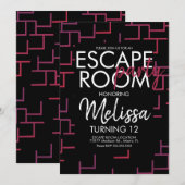 Modern Escape Room Party Invitation Kaart (Voorkant / Achterkant)