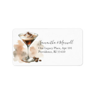 Modern Espresso Martini Thema Retouradreslabel Etiket