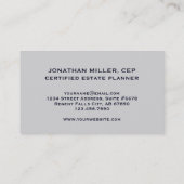 Modern Estate Planning Justice Scale Logo Visitekaartje (Achterkant)