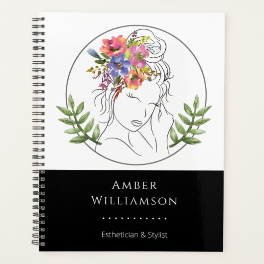 Modern Esthetician Stylist Spa Elegant Chic Floral Planner (Voorkant)