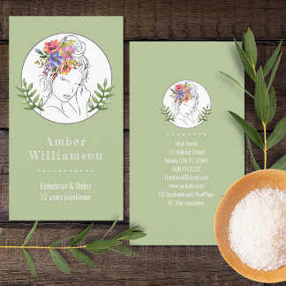 Modern Esthetician Stylist Spa Elegant Chic Floral Visitekaartje
