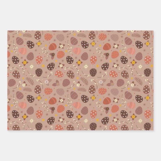 Modern esthetisch bruin ei paaswrapping papier inpakpapier vel (Voorkant 3)