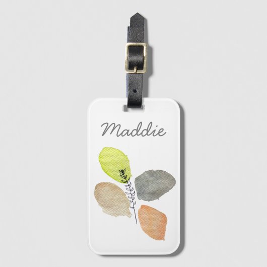 Modern esthetisch waterverf blad bagagelabel (Voorkant (verticaal))