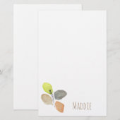 Modern esthetisch waterverf blad briefpapier (Voorkant / Achterkant)