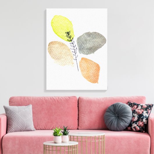 Modern esthetisch waterverf blad canvas afdruk (Insitu (Woonkamer))