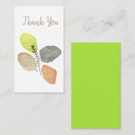 Modern esthetisch waterverf blad notitiekaartje (Voorkant / Achterkant)