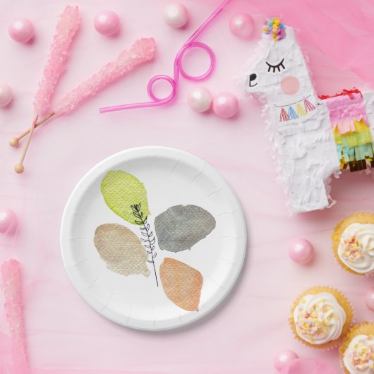 Modern esthetisch waterverf blad papieren bordje (Feest)