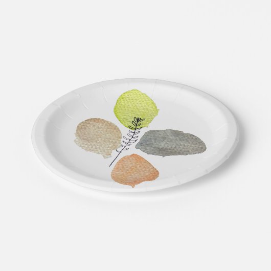 Modern esthetisch waterverf blad papieren bordje (Gekanteld)