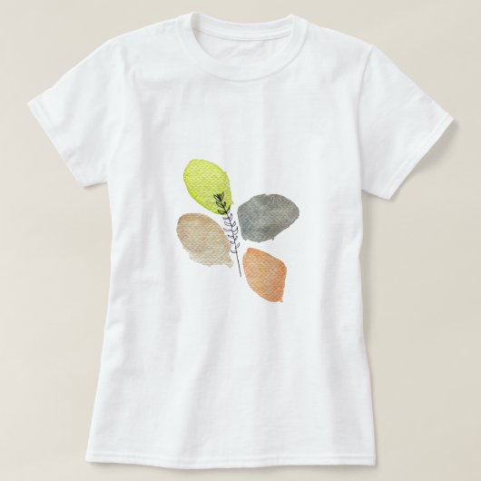 Modern esthetisch waterverf blad t-shirt (Design voorkant)