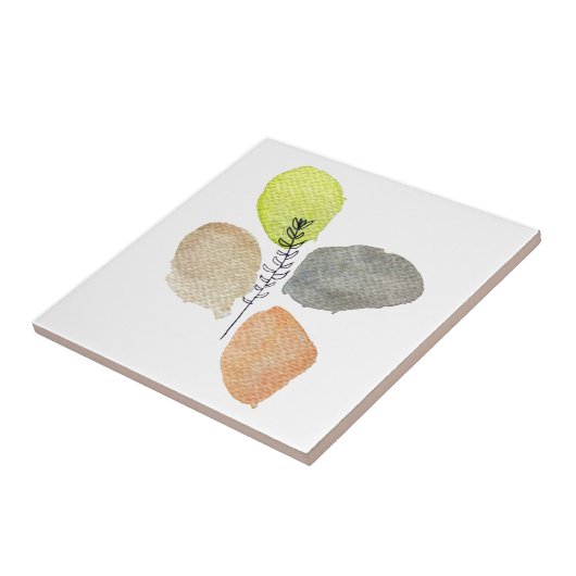 Modern esthetisch waterverf blad tegeltje (Zijkant)