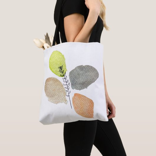 Modern esthetisch waterverf blad tote bag (Dichtbij)