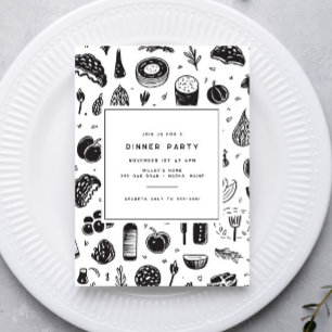 Modern eten Doodle Dinner Party Kaart