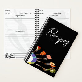 Modern eten op vorken recept spiraal notebook notitieboek