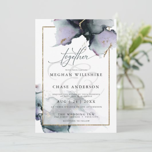 Modern Etheral Muted Amethyst and Slate Blue Kaart (Staand voorkant)