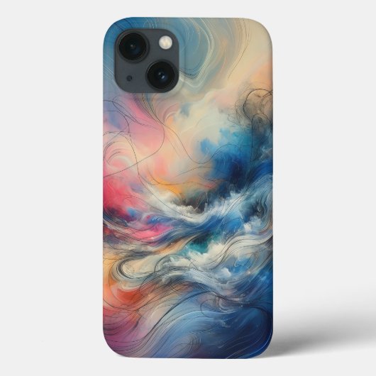 Modern Ethereal Cloud Flow Phone Case Vibrant Blue (Achterkant)
