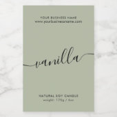 Modern etiket met groene scriptkaarsen voor sage (Enkel label)