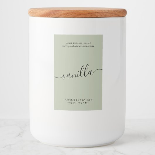 Modern etiket met groene scriptkaarsen voor sage (Voorkant)