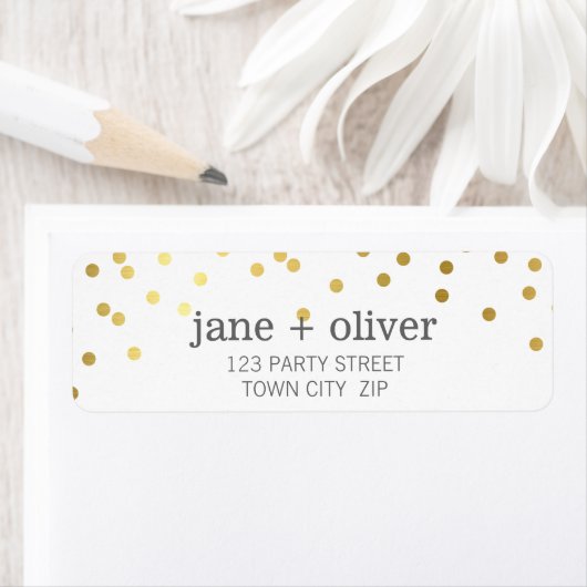 MODERN ETIKET schattig confetti bederft gouden fol (Insitu)